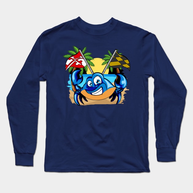 Maryland Day State Flag Blue Crab Long Sleeve T-Shirt by E